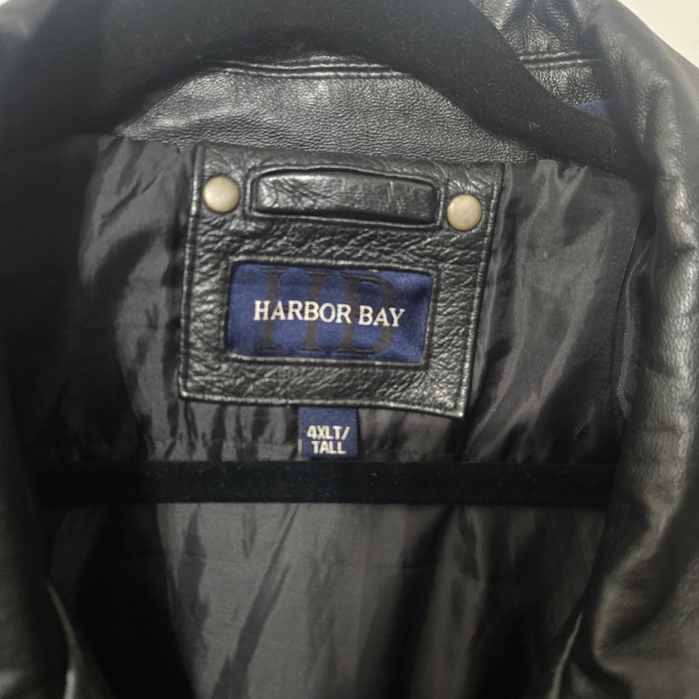 Harbor Bay Genuine Leather Black Biker Outlaw Jacket 4XL Tall - Picture 5 of 11